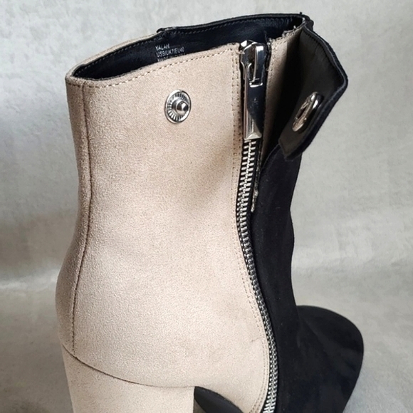JUSTFAB Colorblock Faux Suede Block Heel Side Zip Ankle Boots SIZE: 9 US - Picture 4 of 13